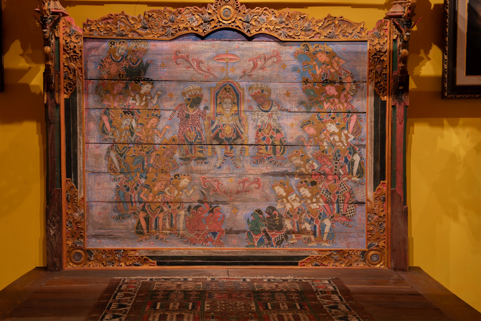 Interior of the Bale Gede Room at Museum Peter Bloch Collection featuring traditional Balinese architecture and history.
